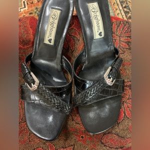 Brighton “Tatum” Black Leather Mules